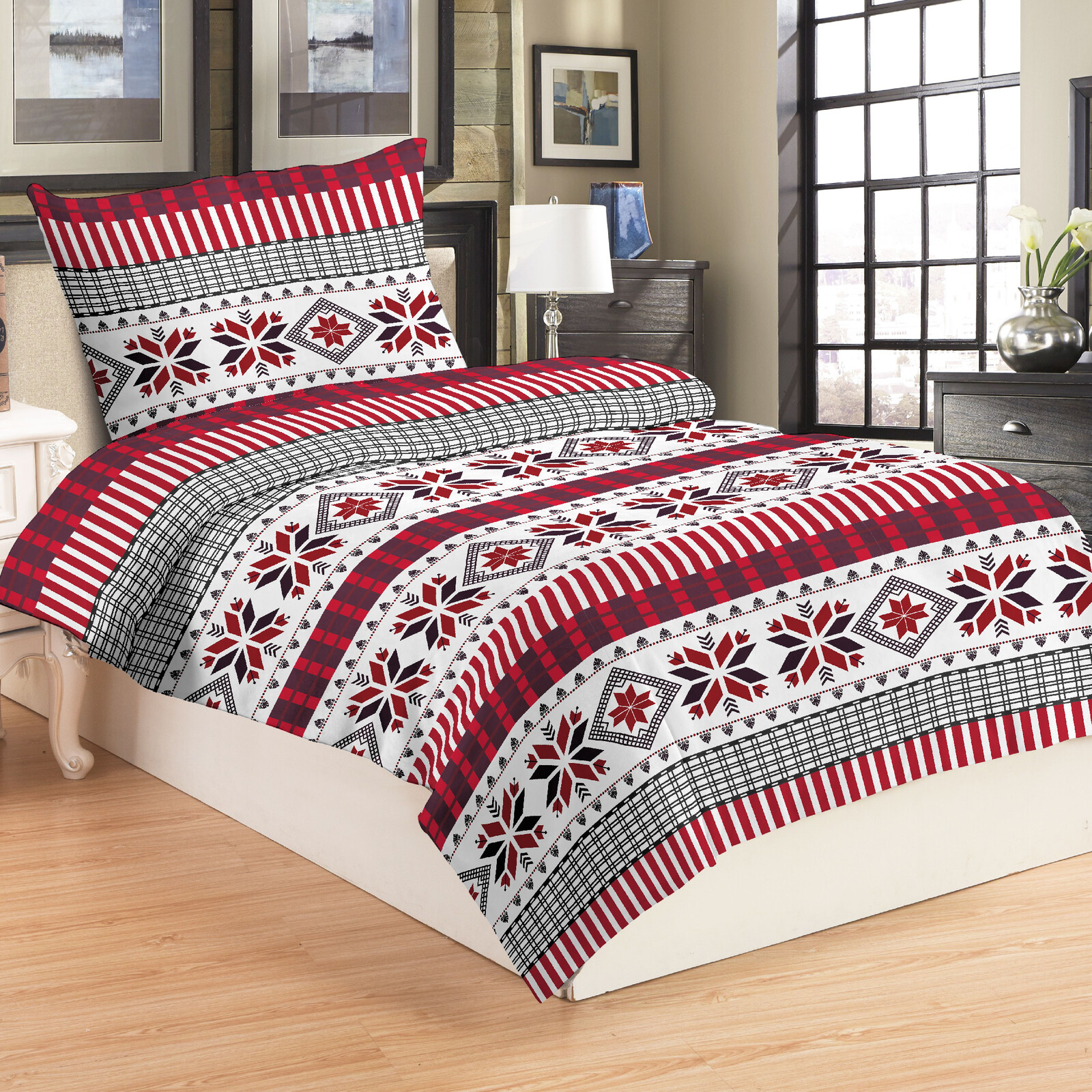 Jahu Povlečení mikroplyš 140x200 + 70x90 cm - Severská vločka