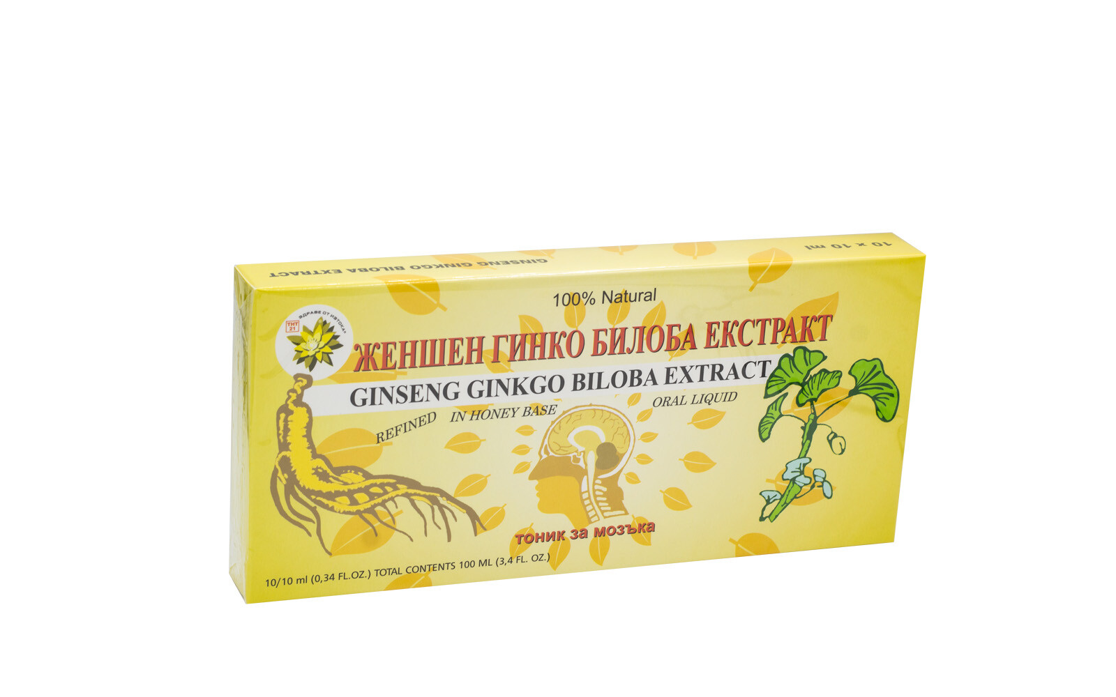 Ženšenový extrakt s ginkgo bilobou, 10 ampulí