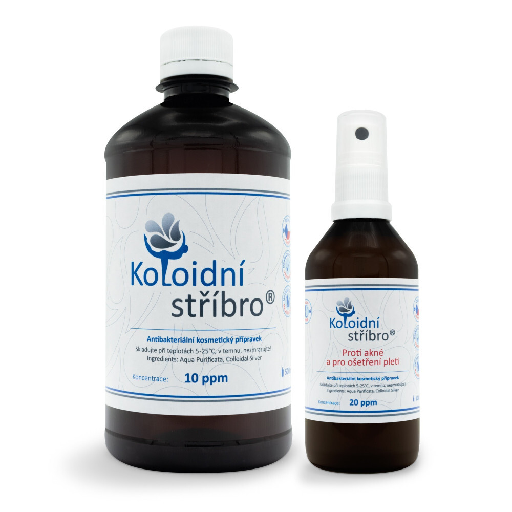 Sada proti akné a pro ošetření pleti 500 ml 10 ppm PLAST + 100 ml sprej 20 ppm