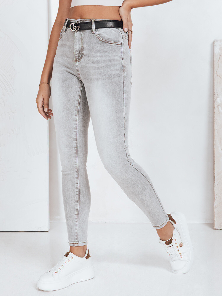 Jeansy damskie rurki szare Dstreet