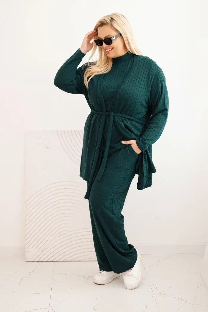 Kesi Dámský komplet Plus Size 3-dílný tmavě zelený