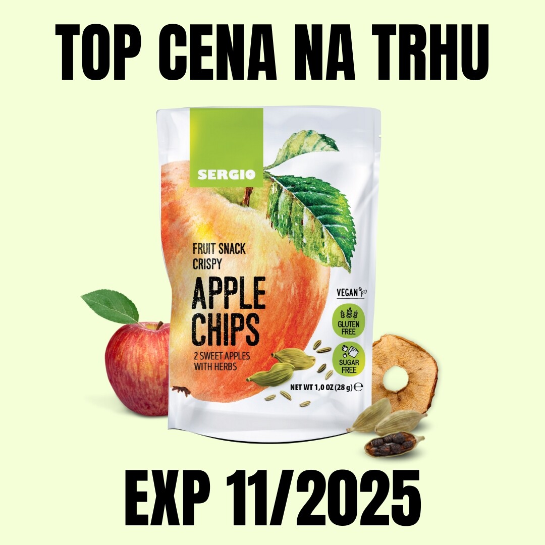 SERGIO Jablečné lupínky s kardamomem 28 g EXP 11/2025