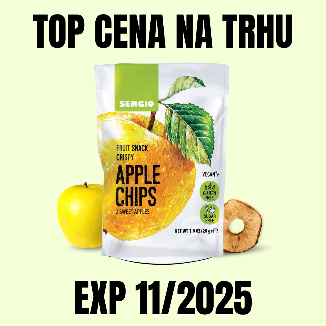 SERGIO Jablečné lupínky ze žlutého jablka 28 g EXP 11/2025
