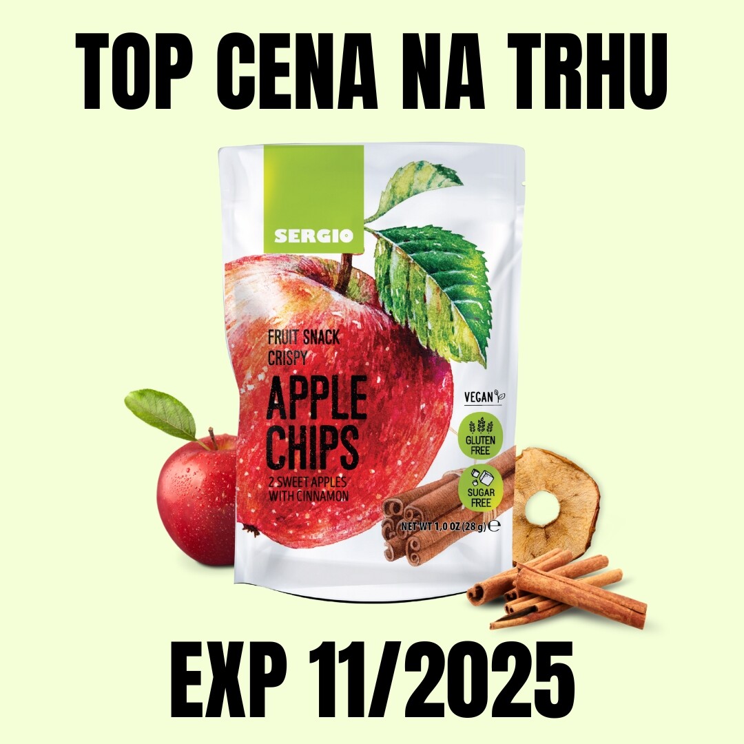 SERGIO Jablečné lupínky z červeného jablka se skořicí 28 g EXP 11/2025