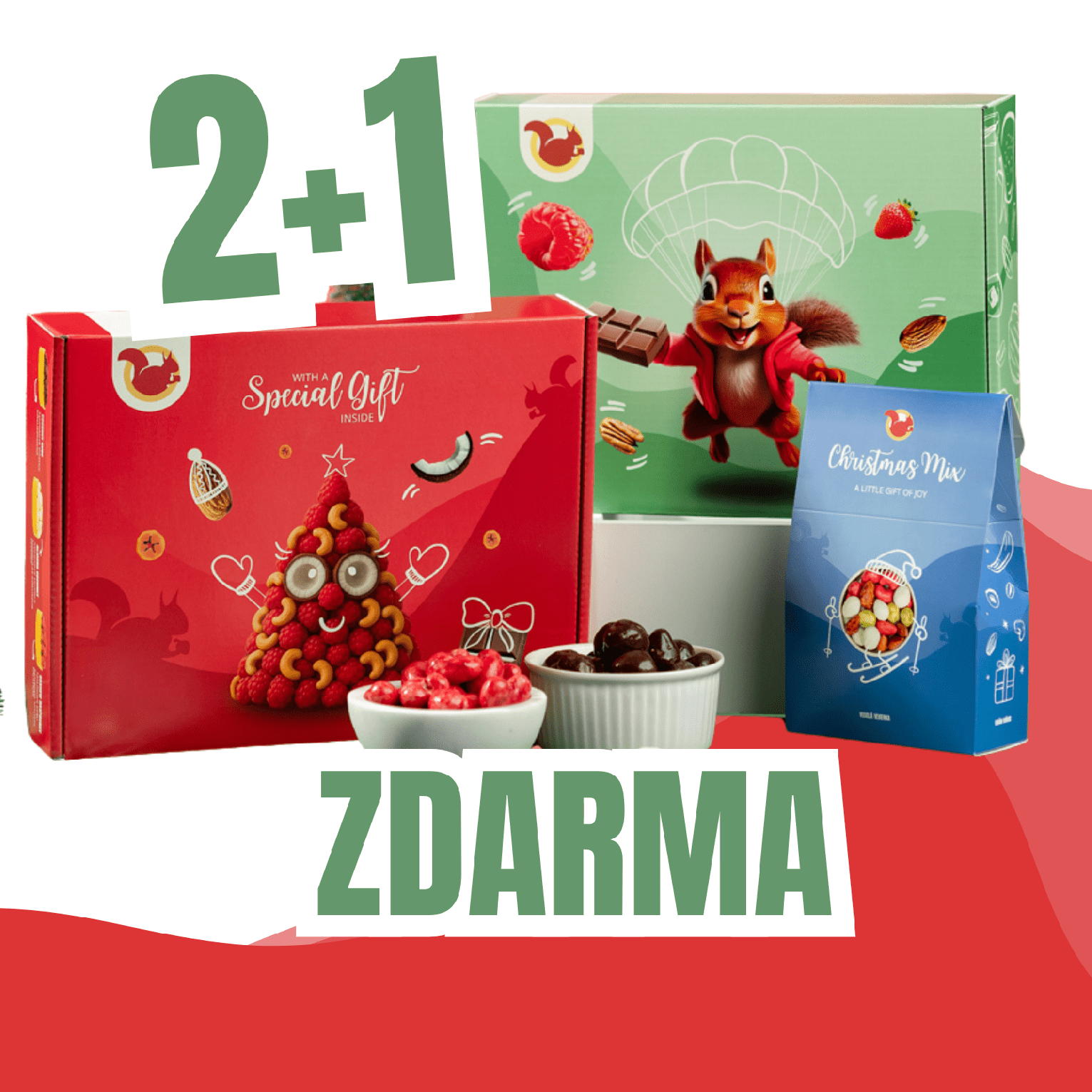 Veselá Veverka 2 boxy + Vánoční mix ZDARMA