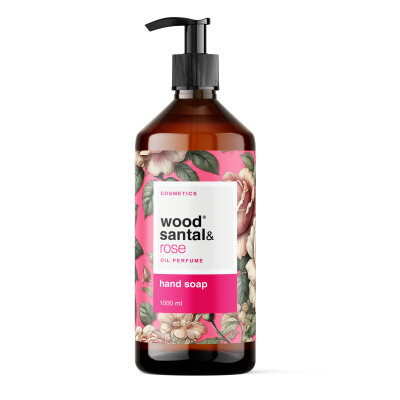 Wood Santal & Rose tekuté mýdlo na ruce 1 l, dávkovač