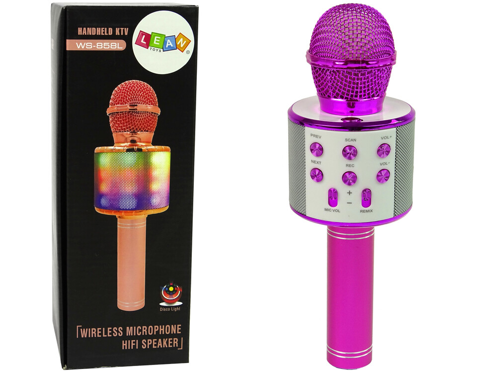 mamido Bezdrátový mikrofon USB reproduktor nahrávání karaoke model růžový