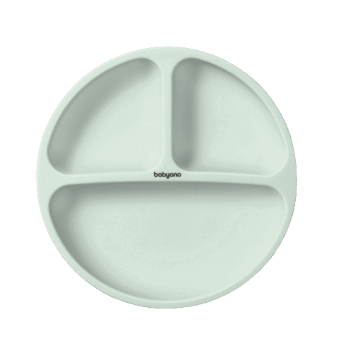 BABY ONO Talíř silikonový s přísavkou - sage 6m+
