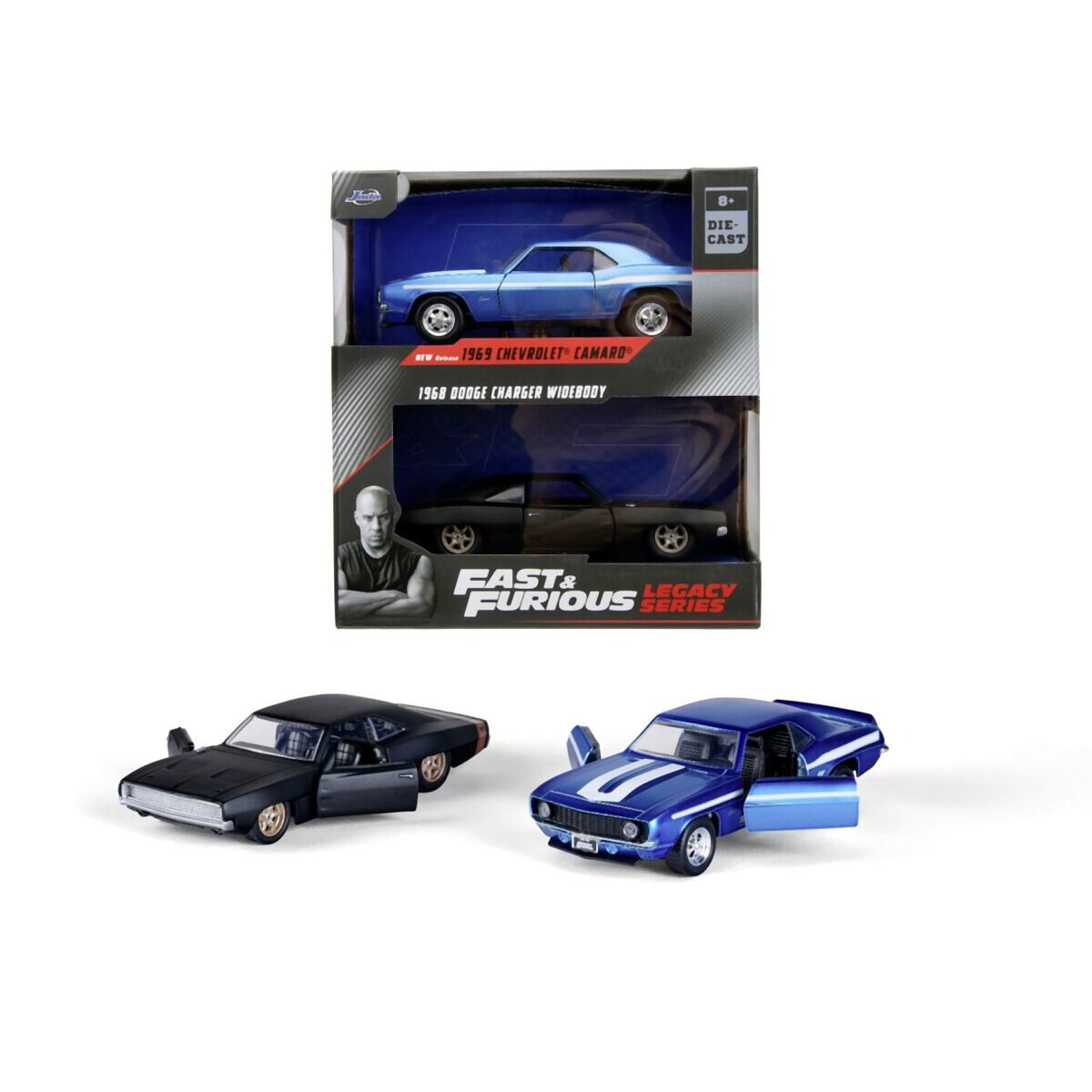 Jada Rychle a zběsile Twin Pack Chevrolet Camaro 1969 a Dodge Charge Wide Body 1968, 1:32