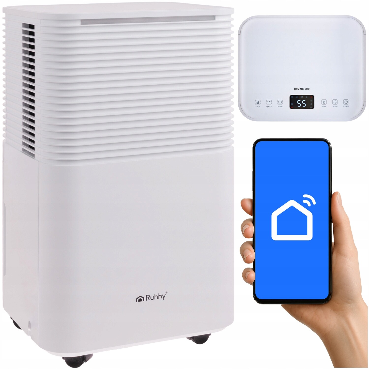 Odvlhčovač vzduchu Ruhhy Výkonný absorbér vzduchu 12L/24h Hygrostat WiFi Timer