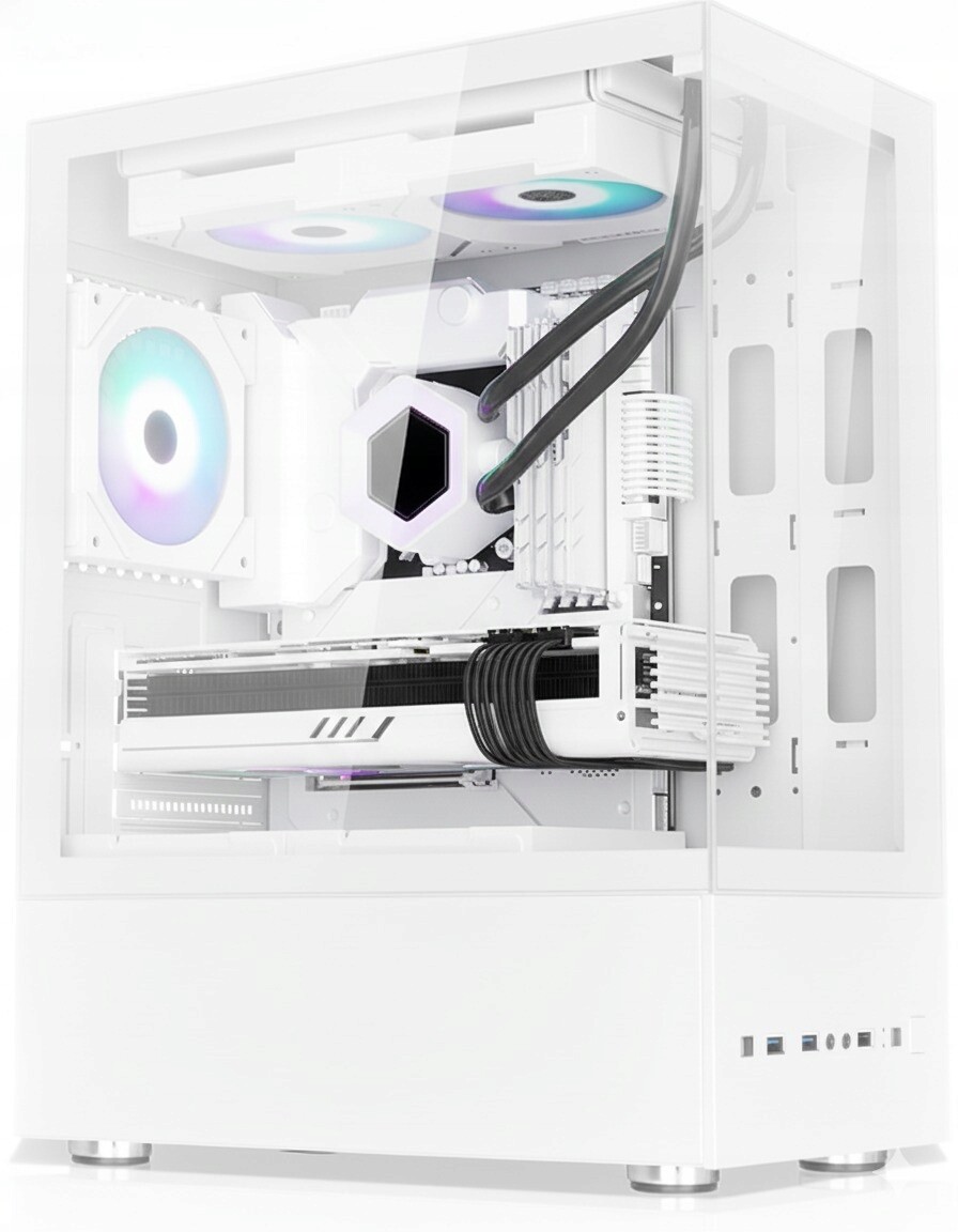 Počítačová Skříň Akvárium Atx Usb 3.0 bílá prodyšná spona 1x Rgb ventilátor