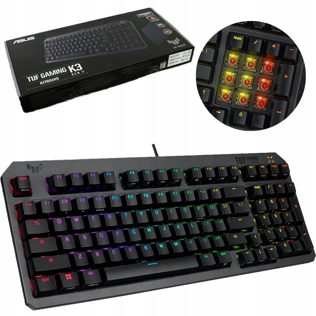 Drátová klávesnice Asus Tuf Gaming K3 Gen II Španělský Qwerty čip