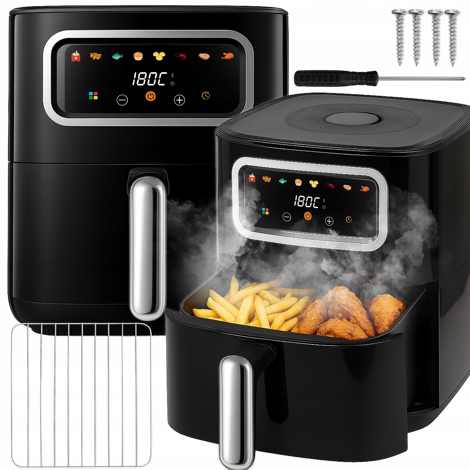 Beztuková Fritéza Air Fryer 5,5 L Airfryer 2400W 8 Režimů Fritéza