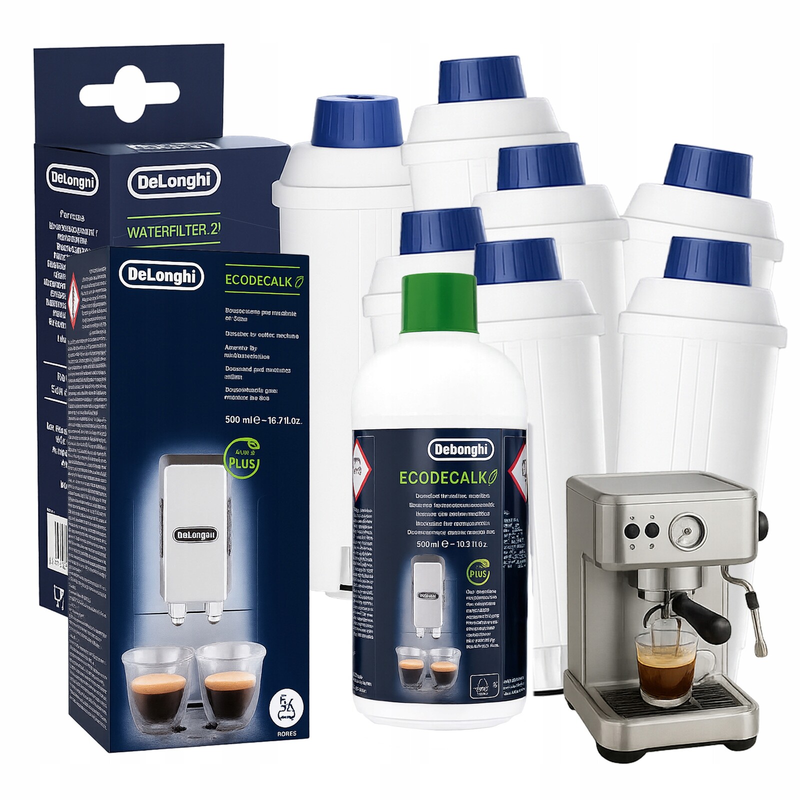 Sada pro De Longhi 7 Kusů Filtry na vodu 1 kus Odvápňovač vody