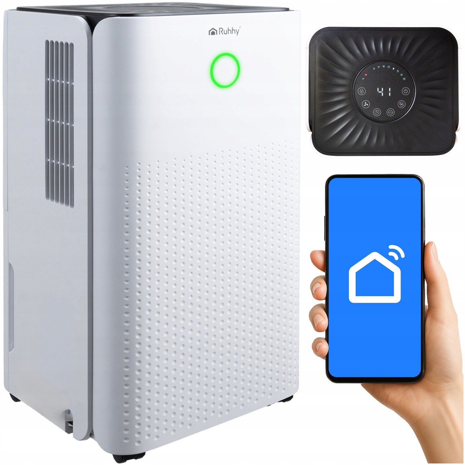 Odvlhčovač vzduchu Ruhhy Výkonný pohlcovač vzduchu 12L/24h Hygrostat WiFi časovač