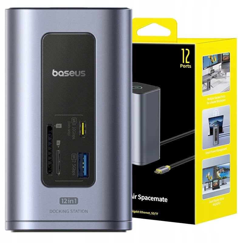 Baseus Dokovací Stanice Pro Notebook 12V1 Hdmi 4K Usb-c Usb-a RJ45 Pd 100W Hub