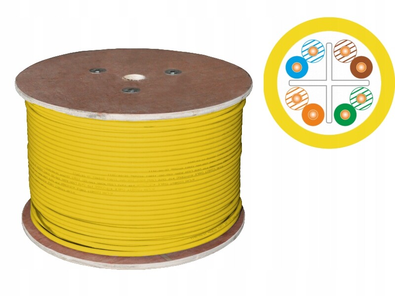 Kabel U/utp kat.6 Lsoh 4x2x23AWG B2ca 500 m (žlutý povlak) Intertek (usa) A