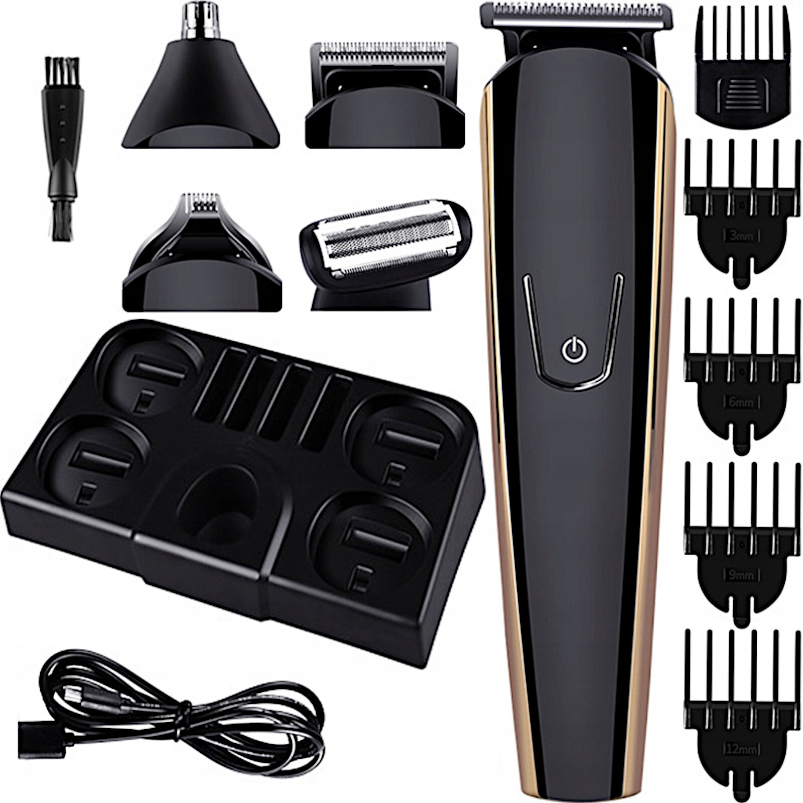 Stříhací strojek na vlasy vousů, zastřihovač 9 nástavců