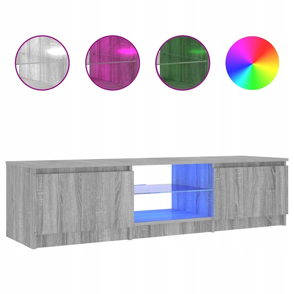 vidaXL Skříňka pod Tv s Led, šedý dub sonoma, 140x40x36 cm