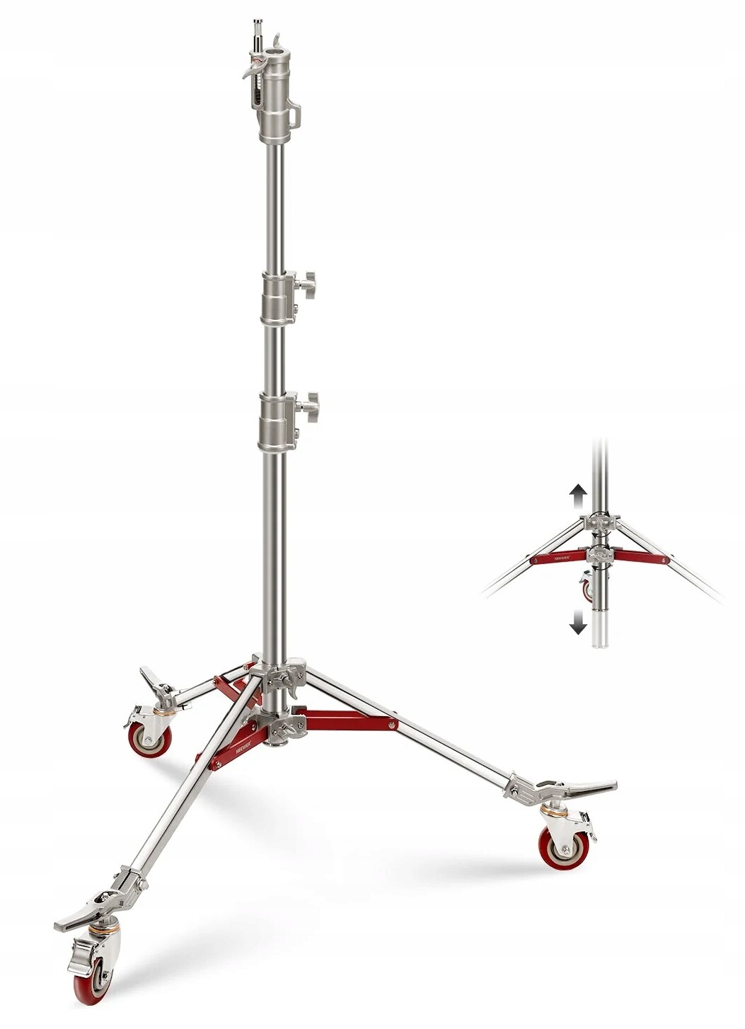 Profesionální osvětlovací stativ nerezová ocel na kolečkách Neewer ST240SS