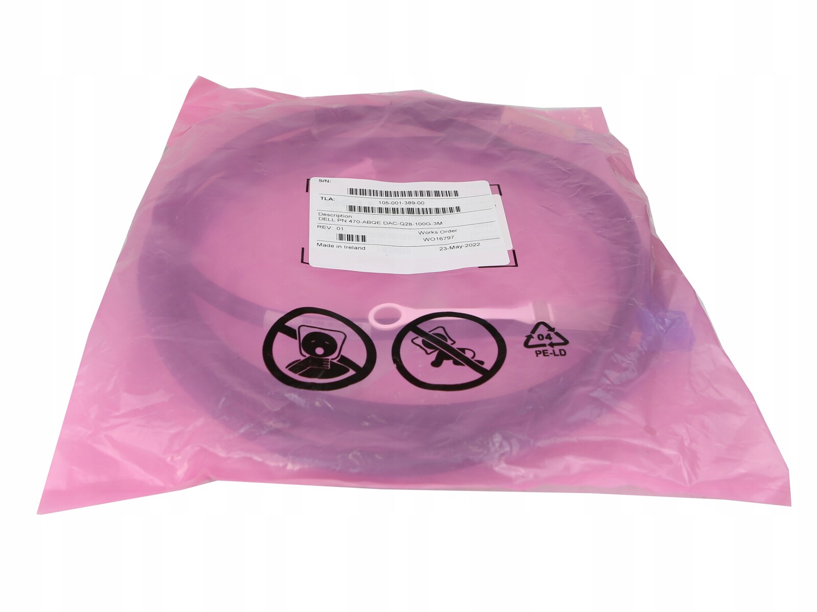 Dell DAC-Q28-100G-3M 100Gbits QSFP28 Direct Attach kabel 470-ABQE