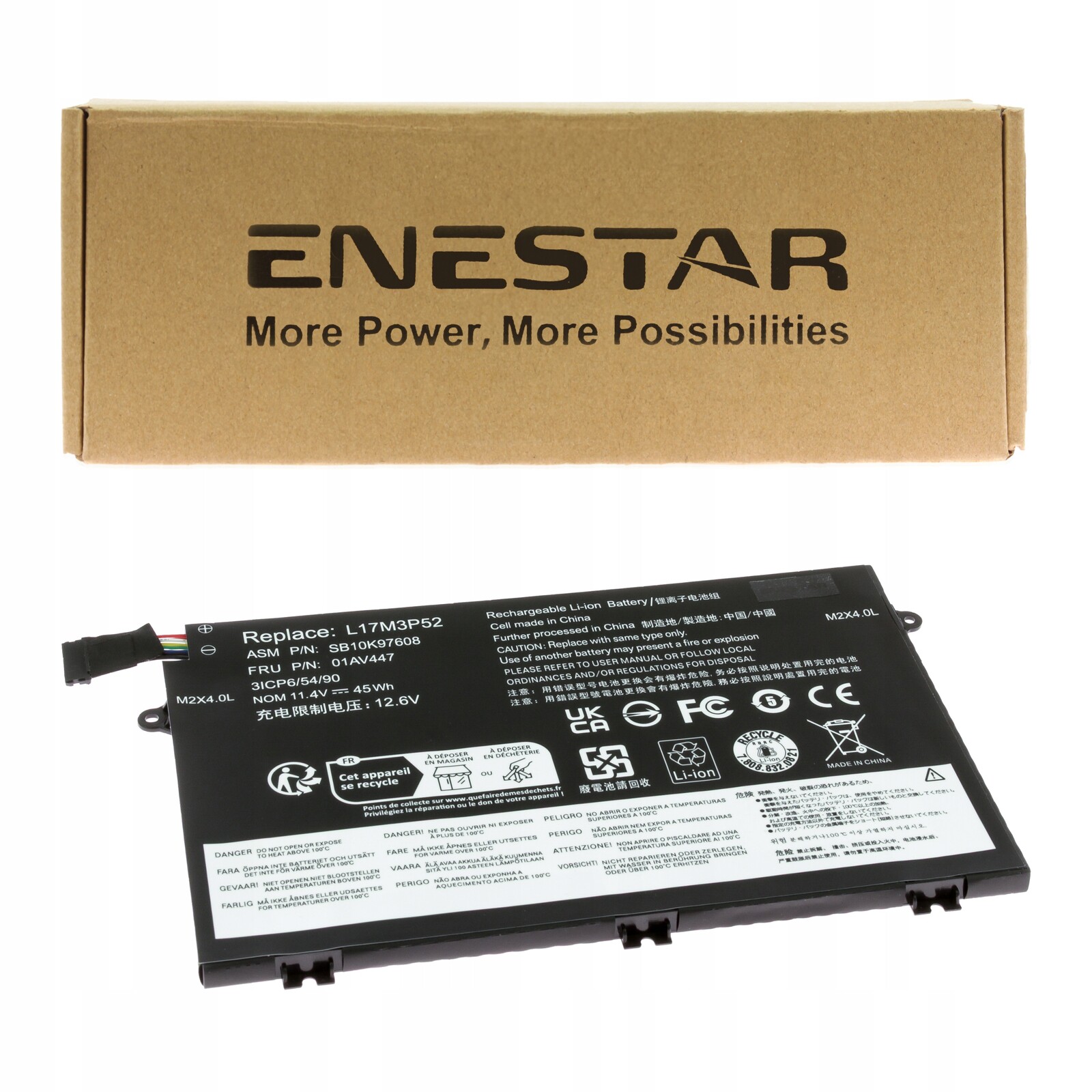 Prémiová baterie pro Lenovo L17L3P51 ThinkPad E14 E15 E490 E580 E590 E595