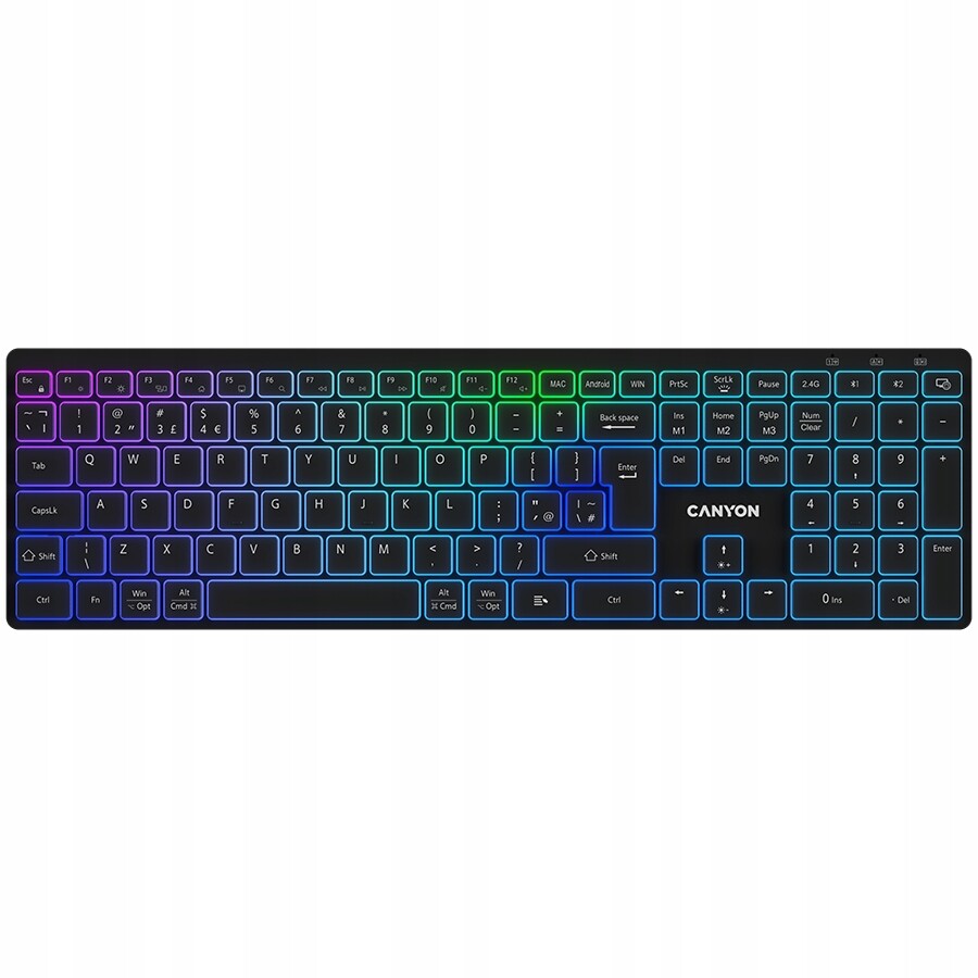 Canyon Klávesnice HKB-W11 Uk/us Rgb Dva režimy Bezdrátová Černá