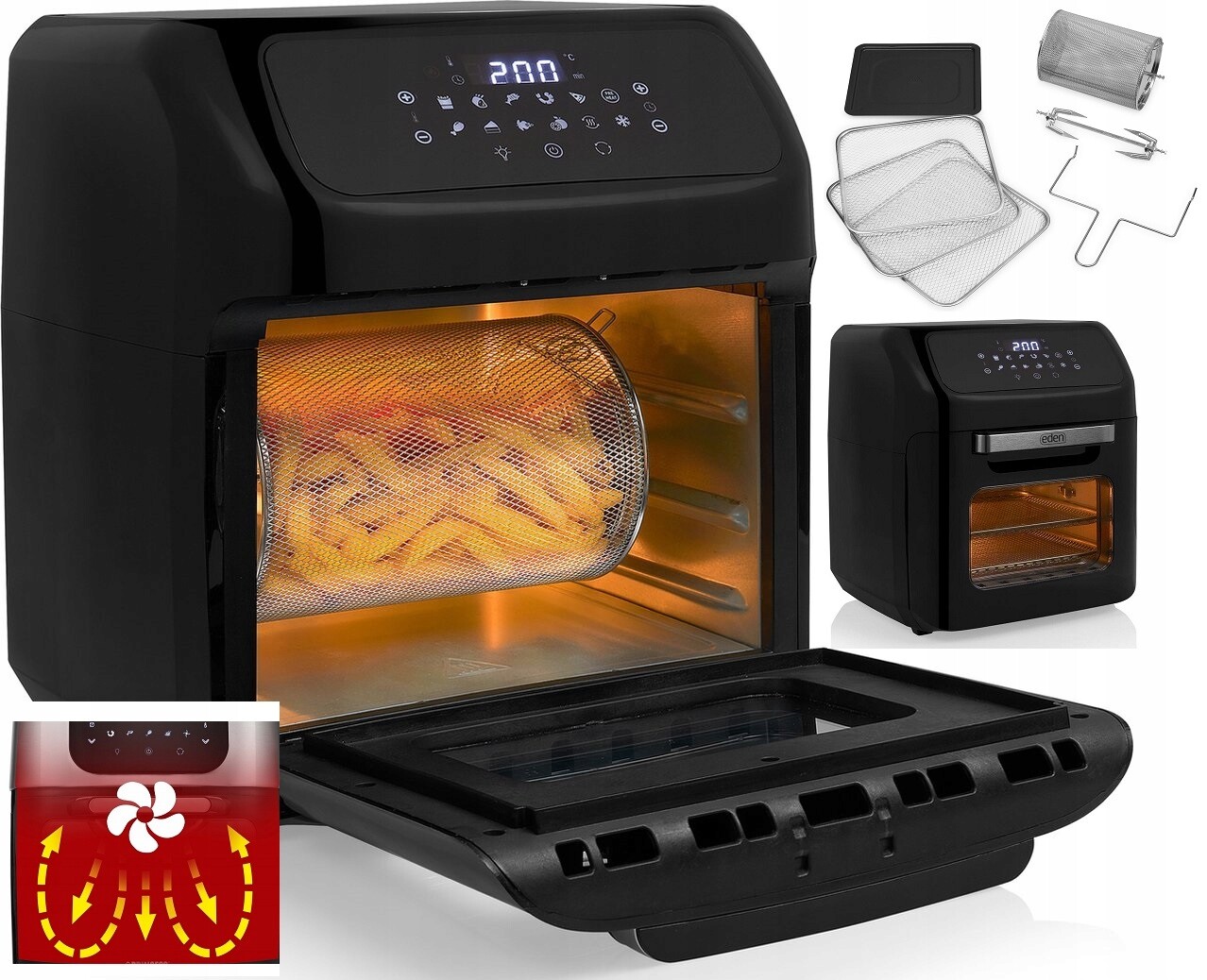 Beztuková 12L Digitální Fritéza 10 x program Airfryer Trouba Rožno