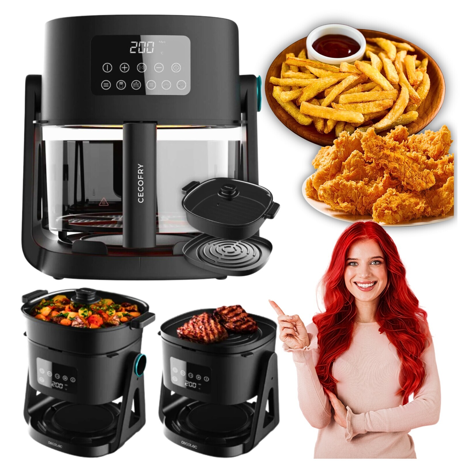 Beztuková Fritéza Airfryer Air Fryer Cecotec 1500W 4,5L Gril