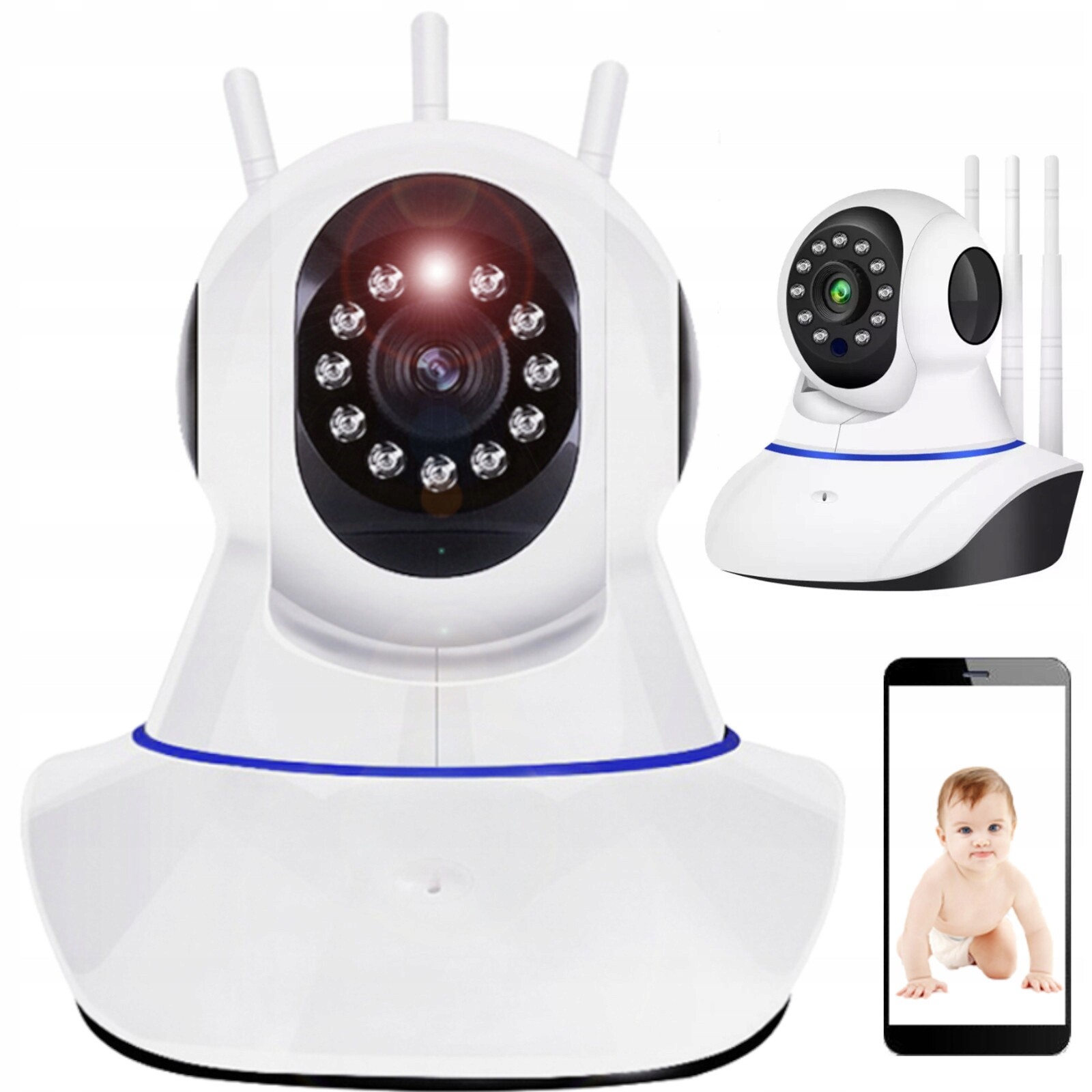 Vnitřní kamera chůvička pro monitorování s detekcí pohybu, otočná Wi-Fi