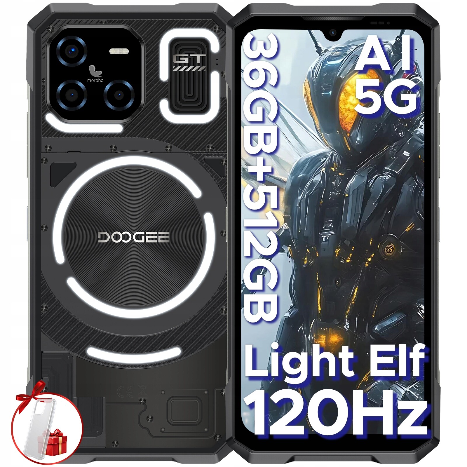 Doogee Bladegtultra Smartfon 5G efekt świetlny 36+512GB 6,72