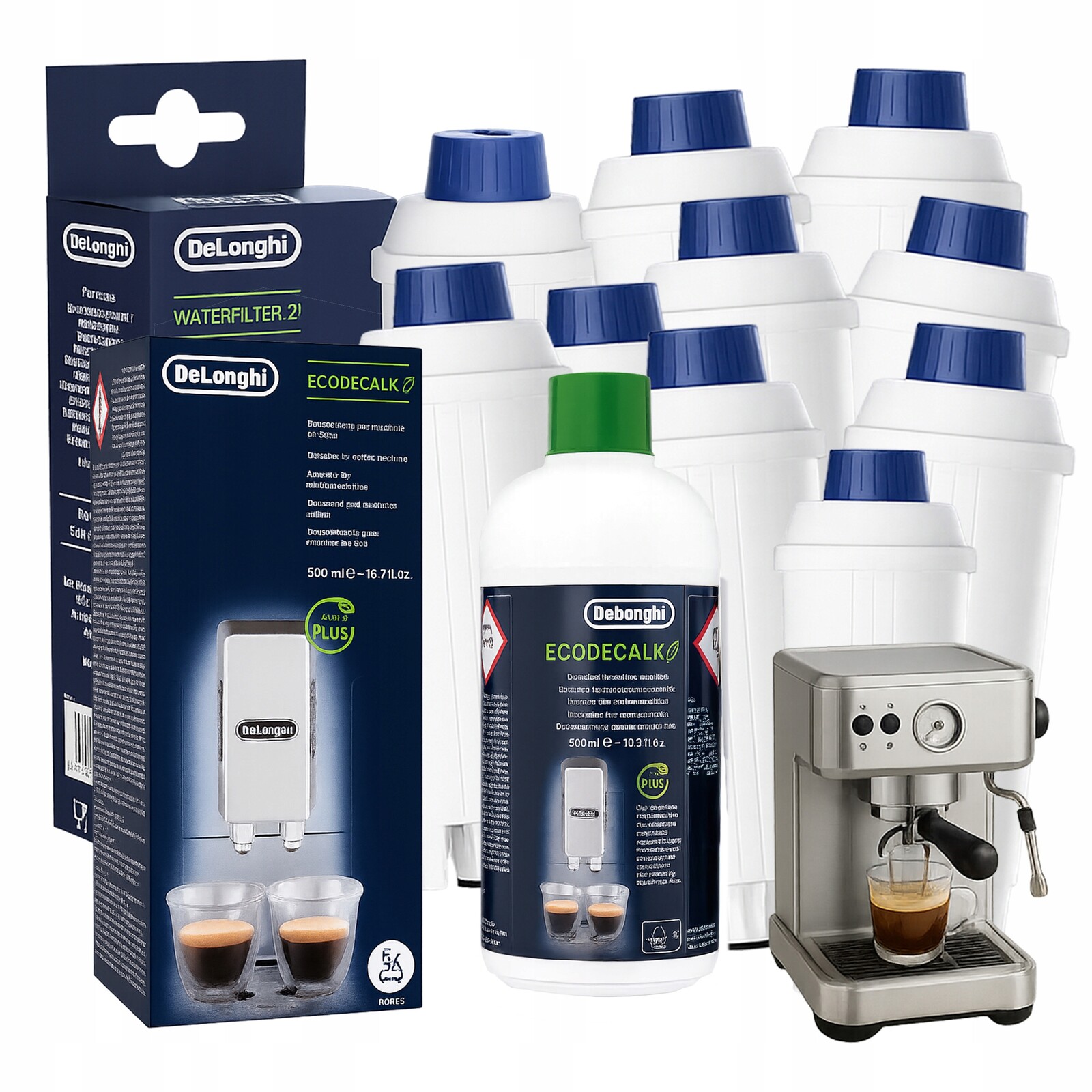 Sada pro De Longhi 10 Kusů Filtry na vodu 1 kus Odvápňovač vody