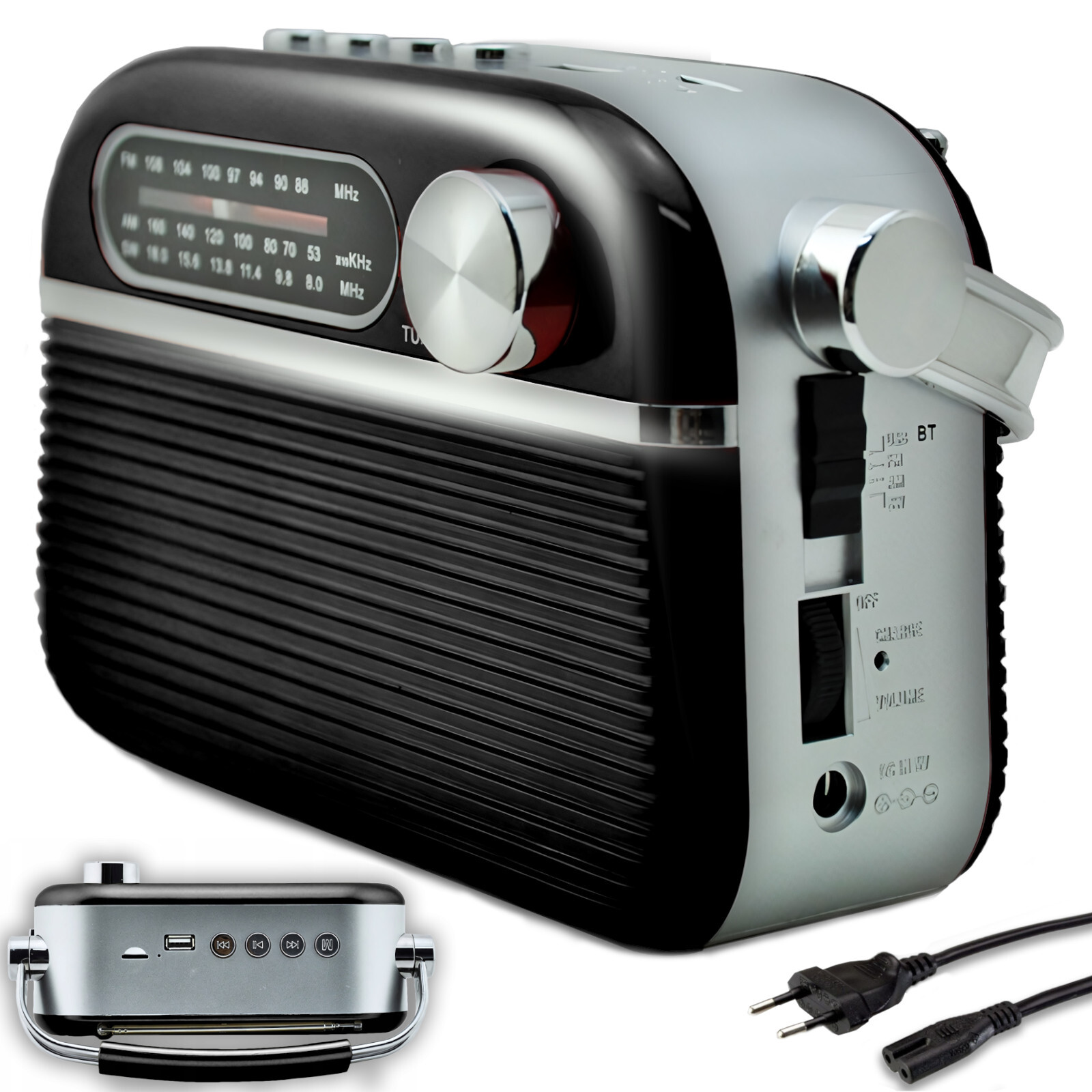 Kuchyňské rádio Fm, přenosné, napájené ze sítě bateriemi