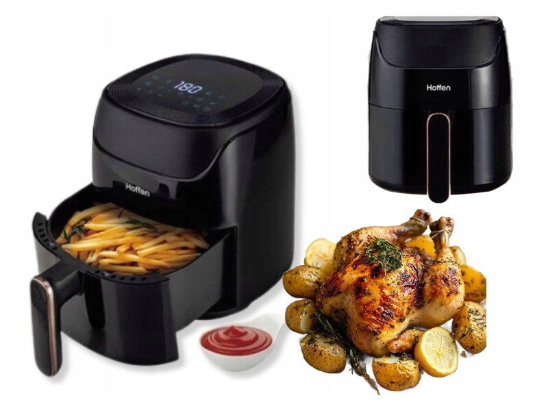 Beztuková Fritéza Airfryer 3,8 L 1400 W 8 Programů Černá