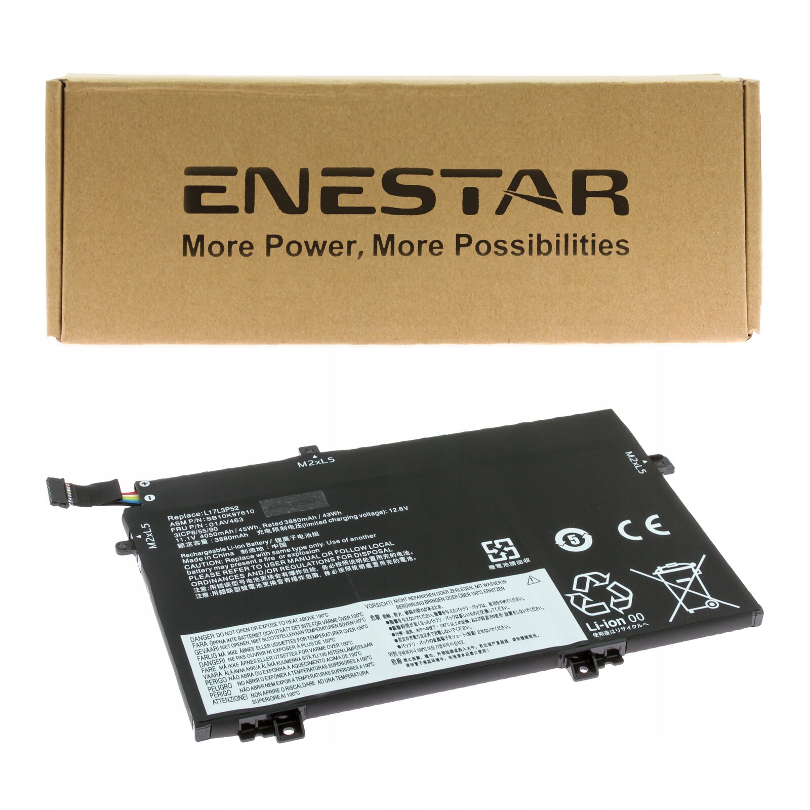 Prémiová baterie pro Lenovo L17L3P52 ThinkPad L14 L15 L480 L490 L580 L590