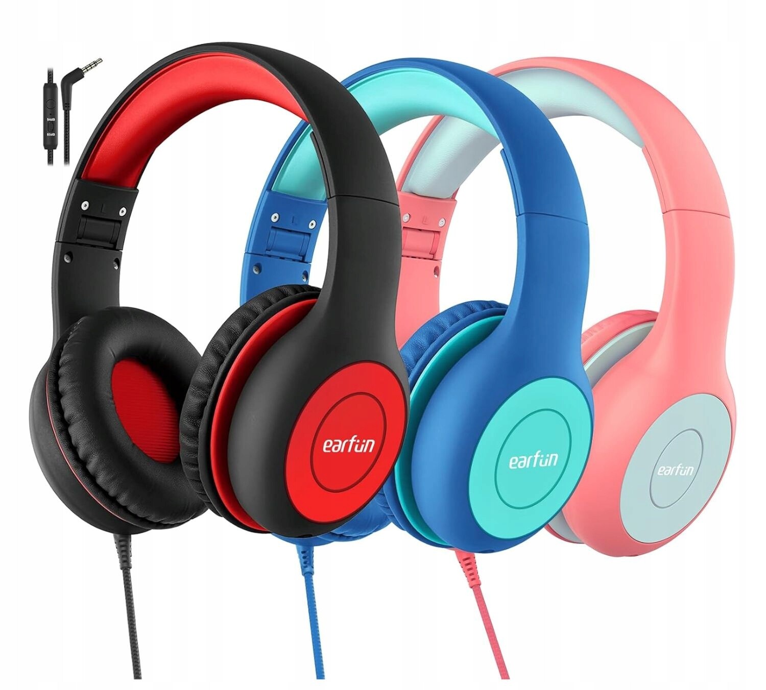 Sada 3 sluchátek pro děti, kabelové, stereo, 85/94 dB, mikrofon do uší