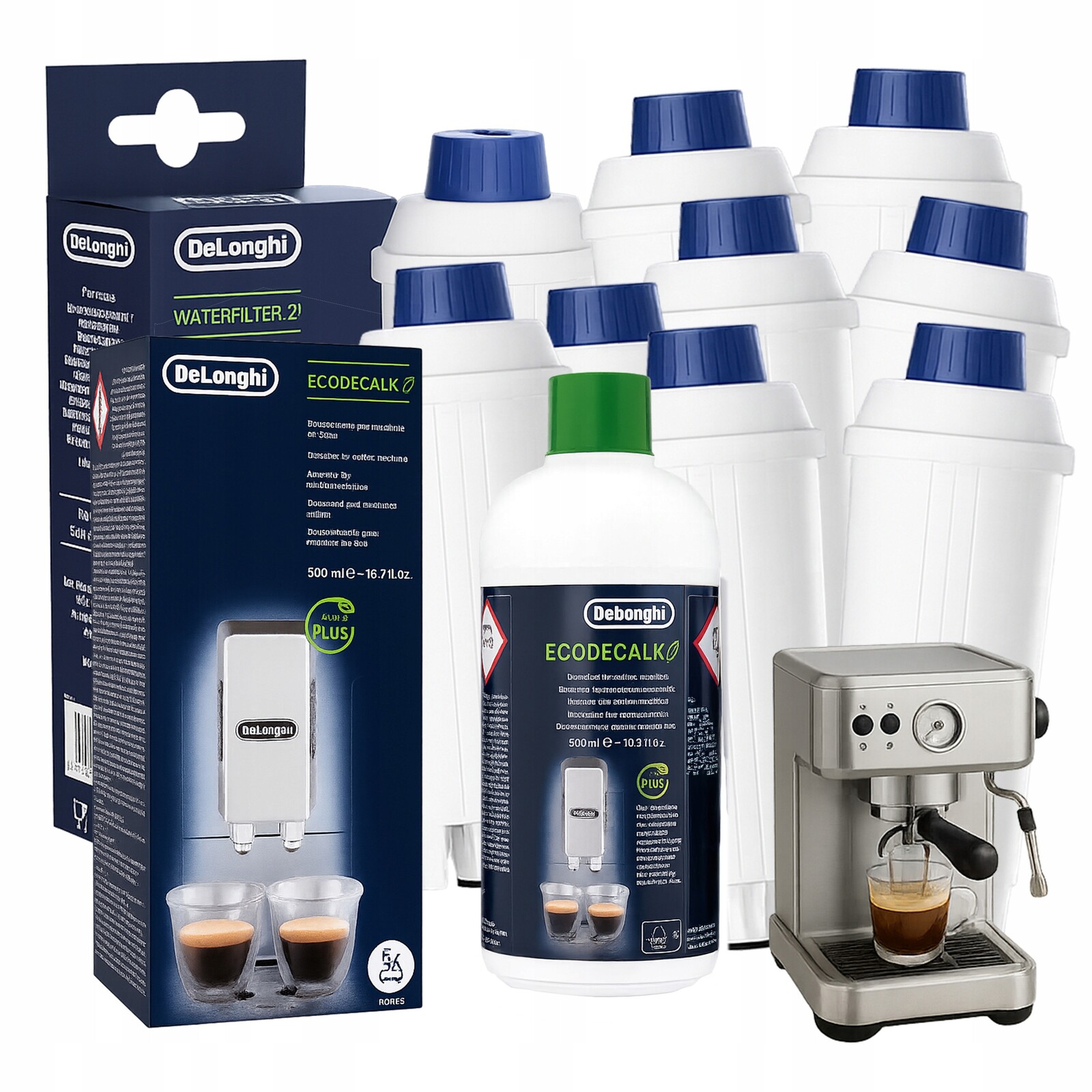 Sada pro De Longhi 9 kusů Filtry na vodu 1 kus Odvápňovač vody