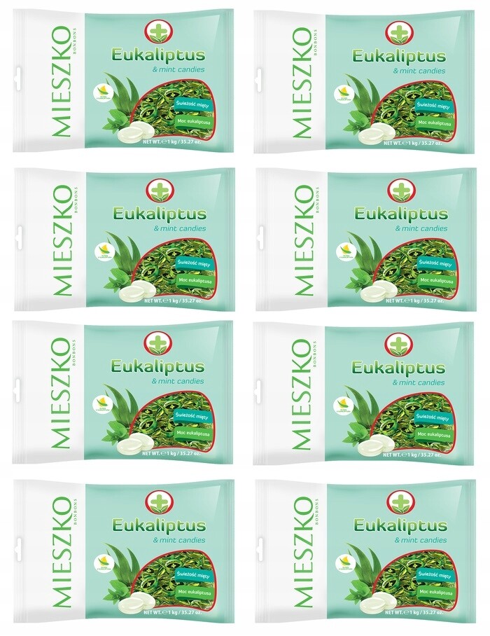 8x 1kg Mieszko Eukalyptovo- Máta osvěžující bonbóny Karton