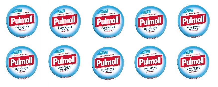10 x 45 g Pulmoll Extra Strong bonbóny pastilky bez cukru Karton