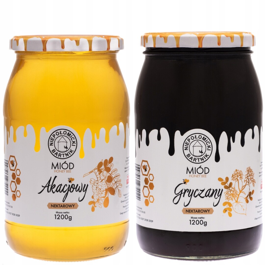 Akátový Med 1,2 kg Pohankový med 1,2 kg Polský pravý z včelnice Porębski