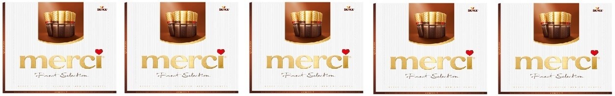 5 x 250 g Merci dezertní čokolády Polovičního Kartonu