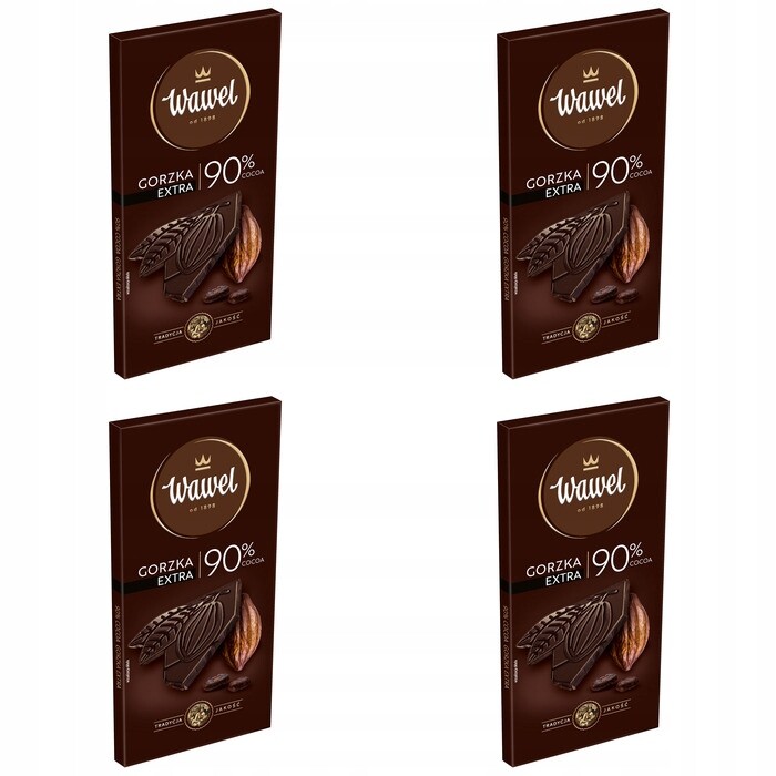 4x 90g Wawel prémiová hořká Čokoláda 90% kakaa
