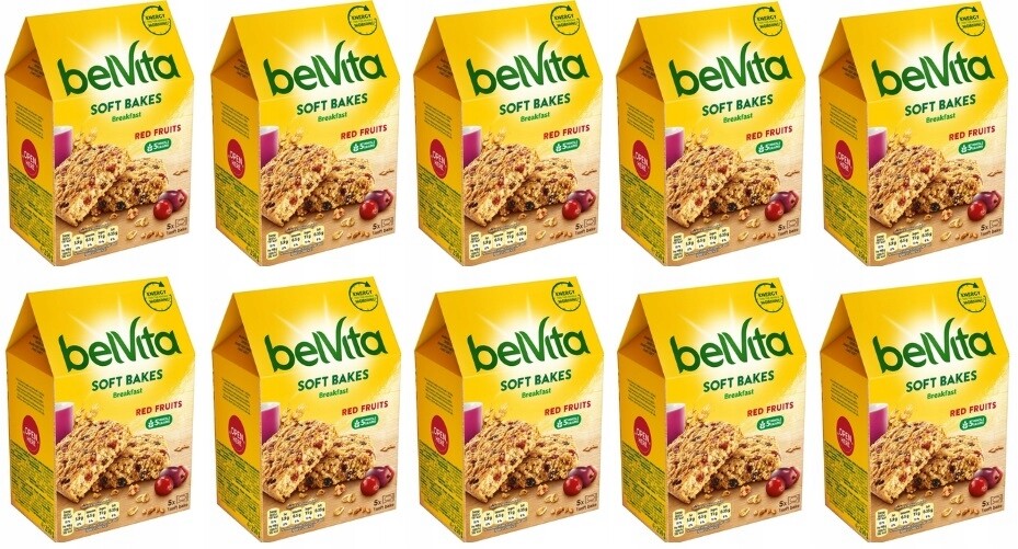 10 x 250 g Belvita Soft Red Berries sušenky Karton