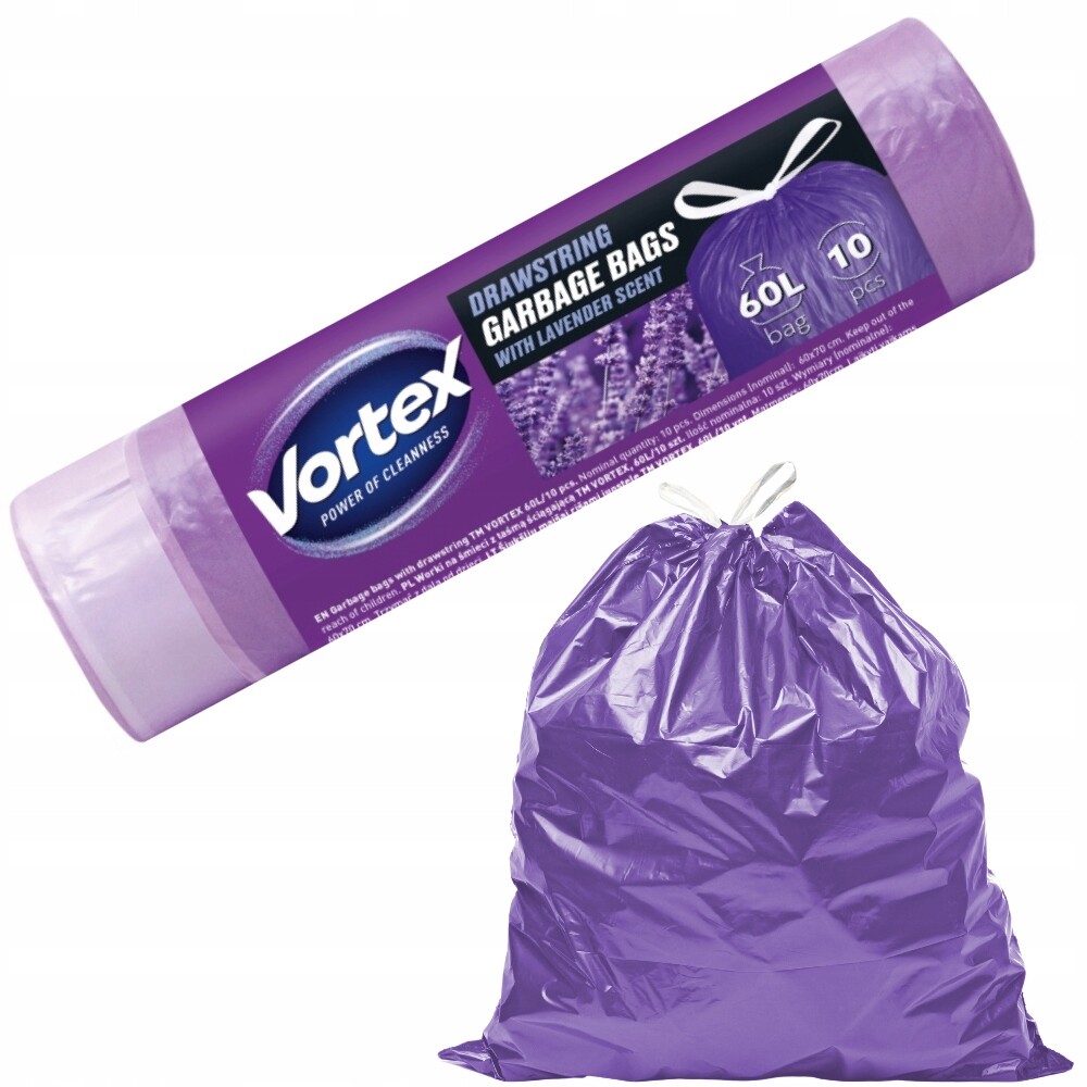 Vortex pytle na odpadky Hdpe 60x70 cm fialové 60 l/10 Ks(23×10) levandule230 ks
