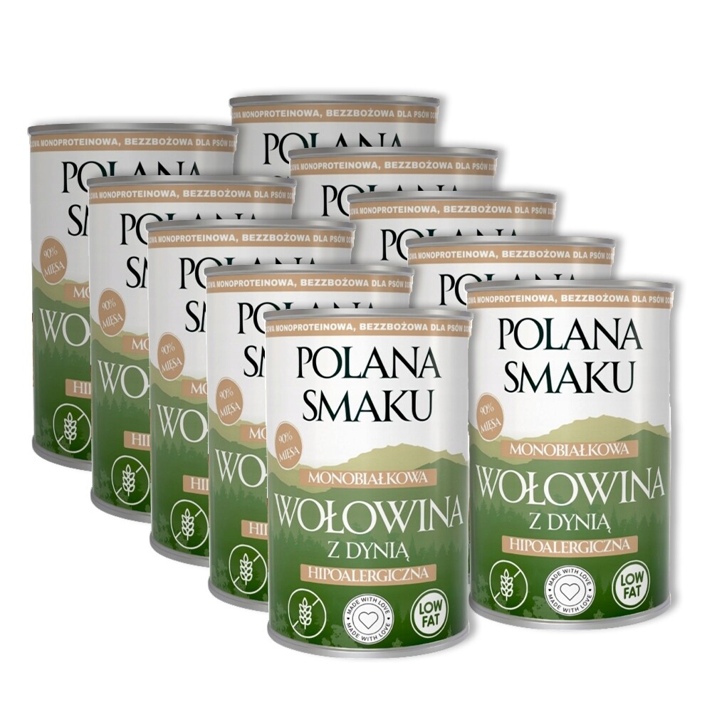 Polana Smaku Hovězí maso s dýní 10x400g Krmivo Vlhké monoproteinové pro psa