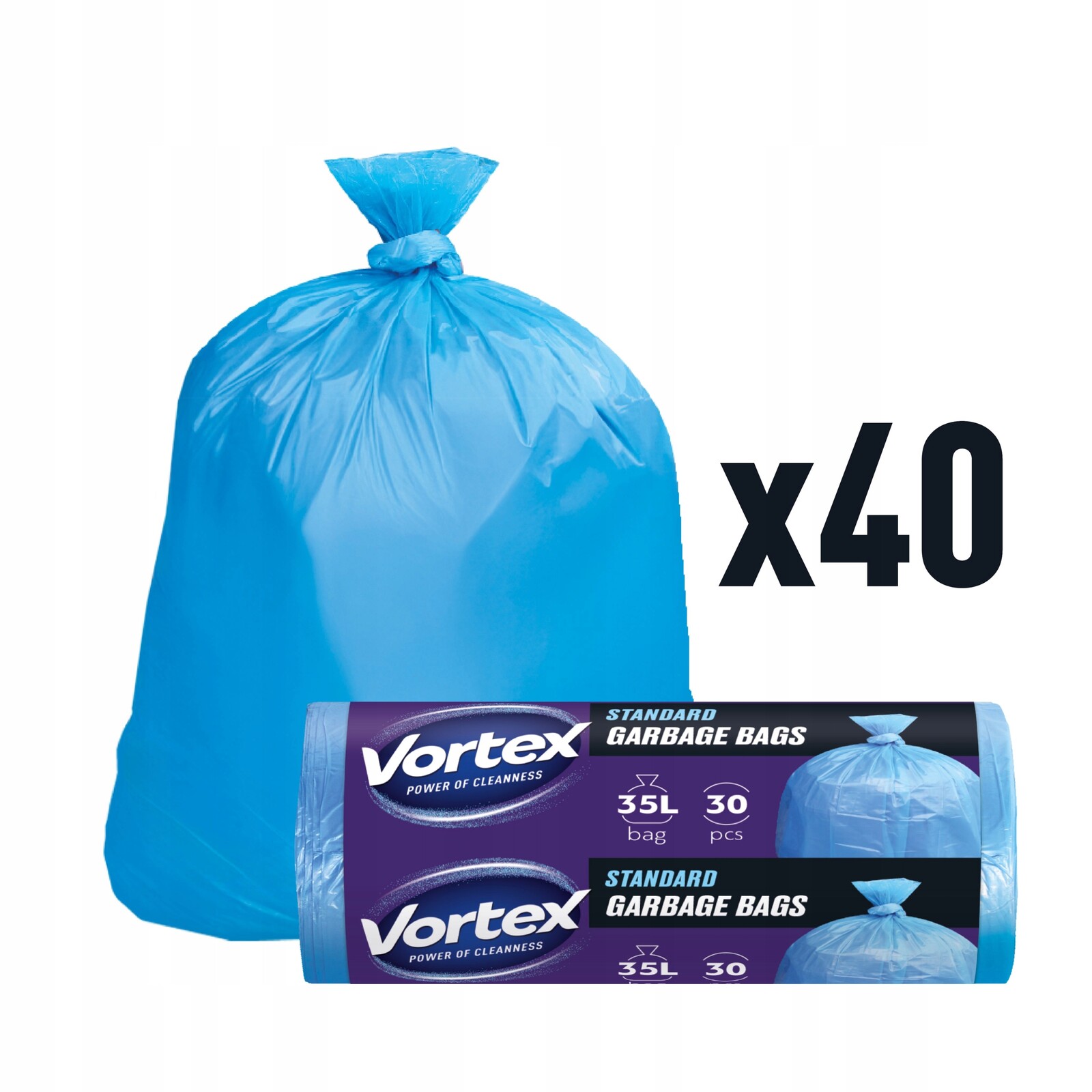 Vortex pytle na odpadky Hdpe 50x60 cm Modré 35L30ks (40× 30ks)1200ks
