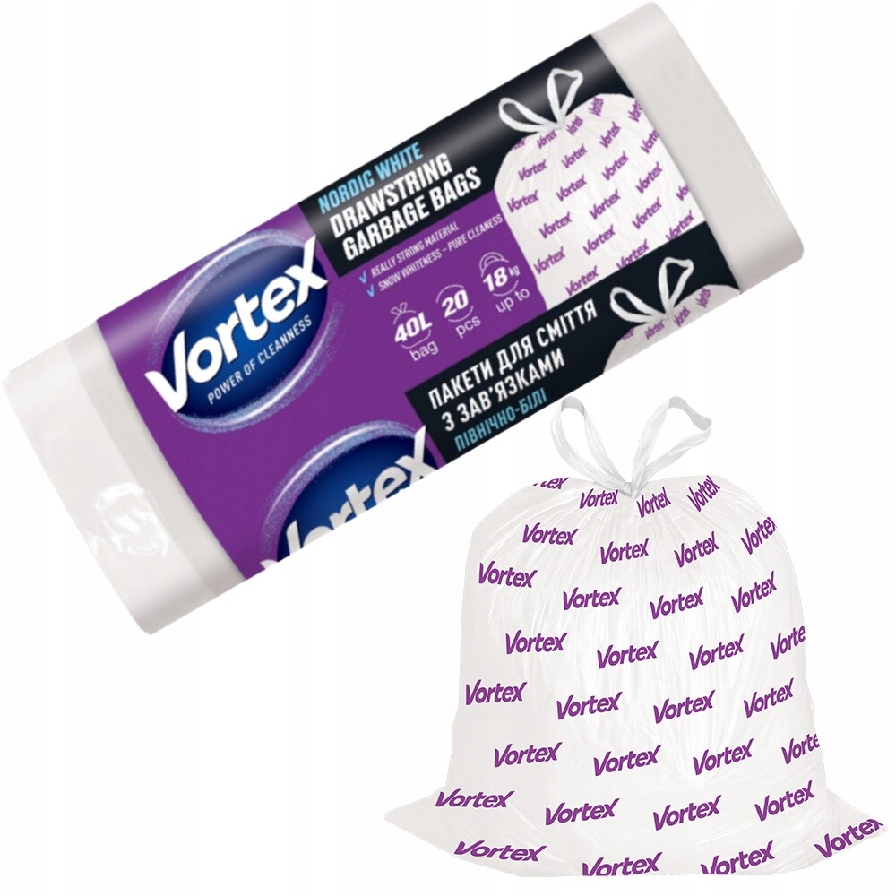 Vortex pytle na odpadky Hdpe 55x57 cm bílé 40 l/20 ks (12×20)240 ks