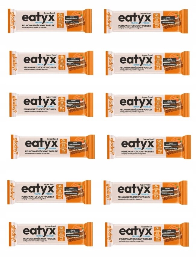 12 x 60 g Oshee EatyX Plnohodnotné jídlo ve formě tyčinky Mrkvový koláč