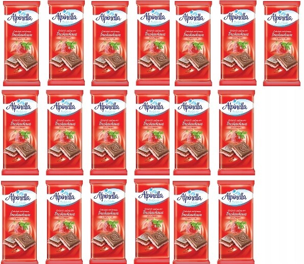 19 x 90 g Terravita Alpinella čokoláda plněná jahodovou Krabičkou