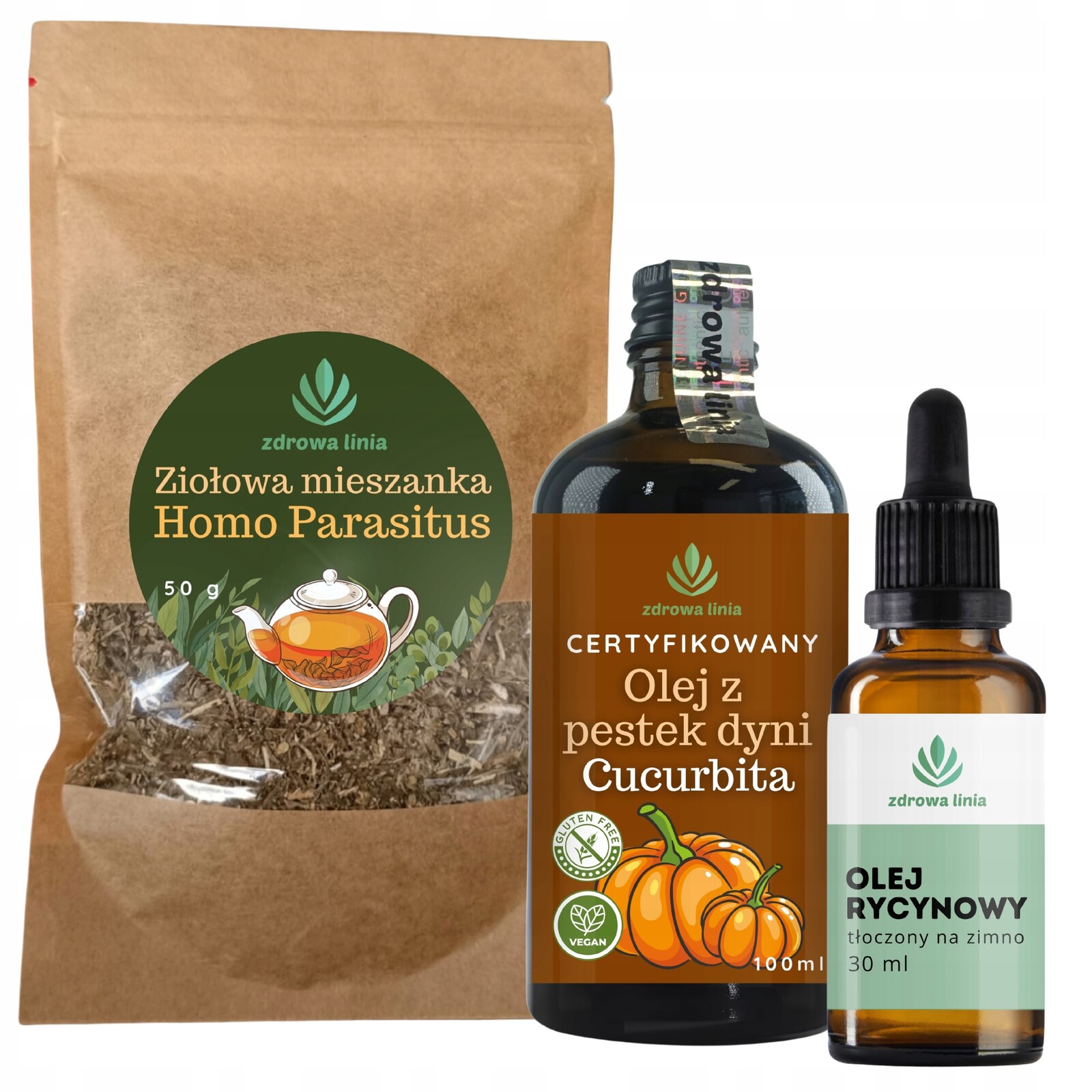 Sada čištění 3 kroků Dýňový olej Cucurbita Parasitus Rycin